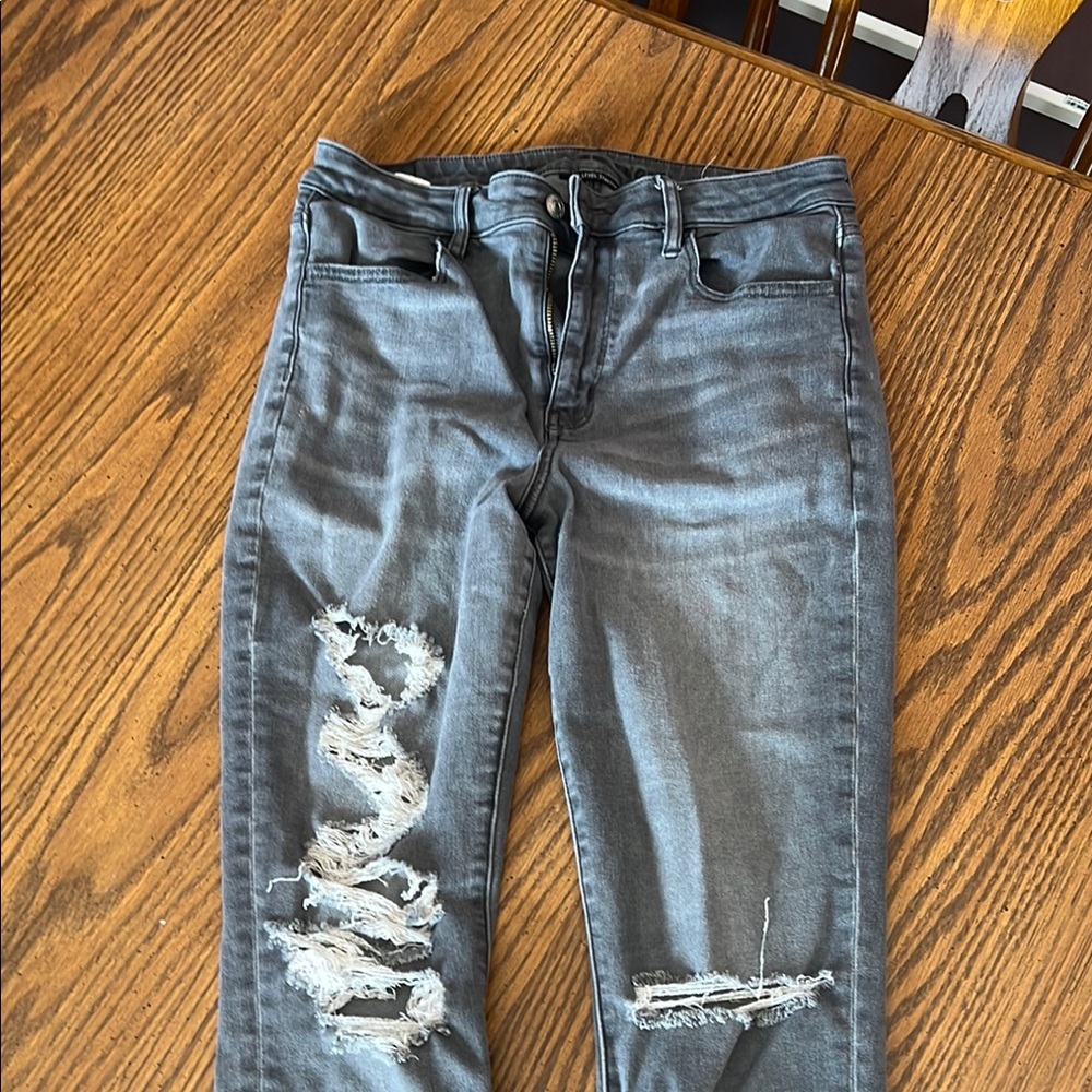 Gray Distressed High Waisted American Eagle Jeans